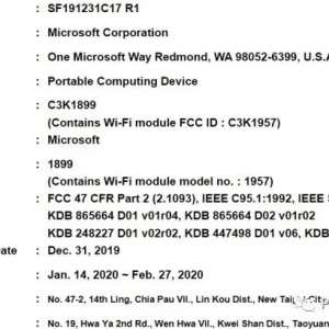 ΢Surface Book 3ͨFCC֤ 5·