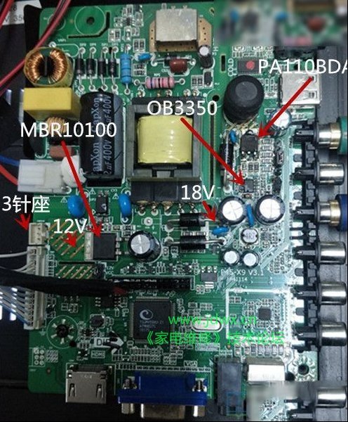 组装机康视GP-3288电源指示灯闪维修
