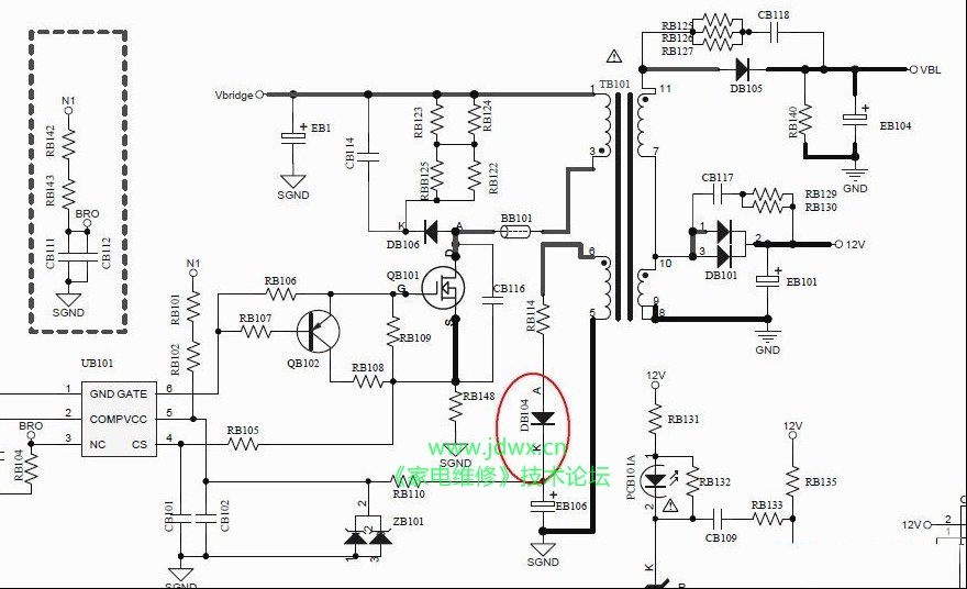 万能主板TP.VST59.PB818开机后自动关机的检修思路