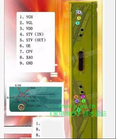 用VGH飞线法修复美乐LE32M09液晶电视蓝屏无图像故障