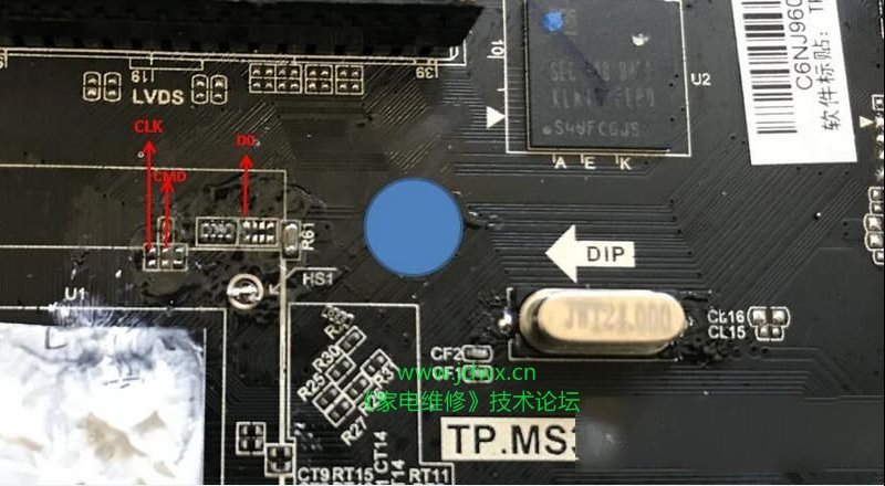 杂牌组装机TP.MS338.PB801主板EMMC点位图