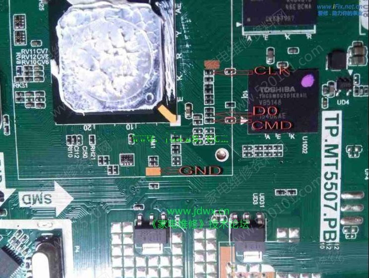 先锋LED-32B700S液晶电视（TP.MT5507.PB801板）EMMC点位图