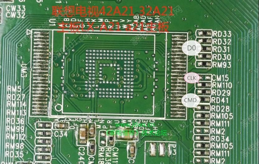 联想32A21液晶电视（主板LX-A21）EMMC点位图