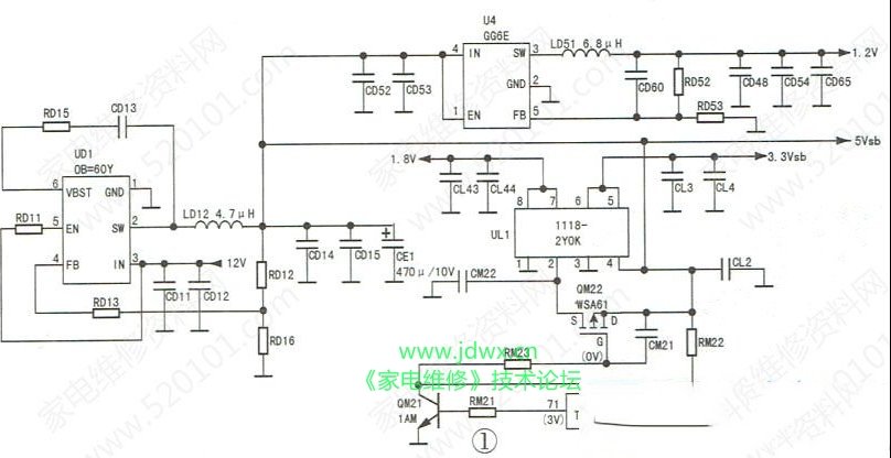 创星王牌3237液晶电视DC-DC电路工作原理与检修思路