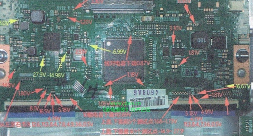 6870C-0584A逻辑板关键点实测电压值