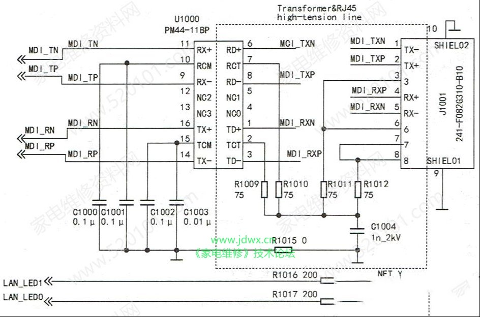乐视X4-55C液晶电视不能连接有线网络的维修思路