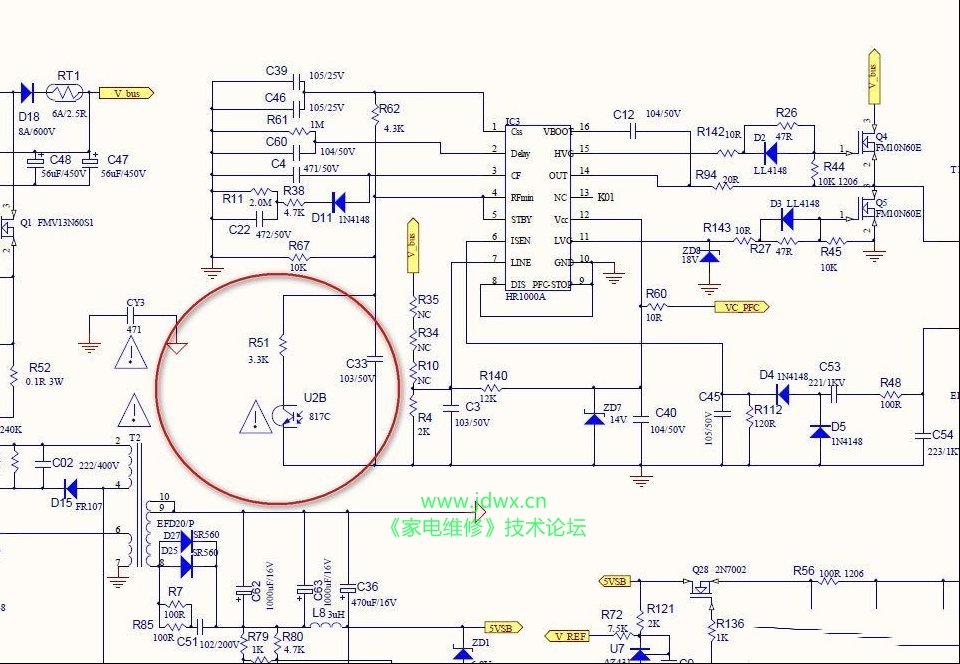 55寸飞利浦55PF3045/T3液晶电视不开机检修思路