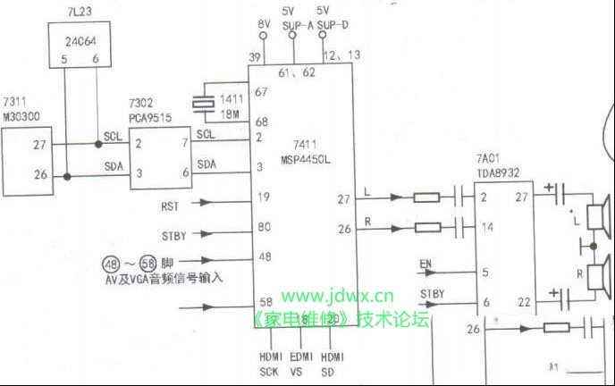 飞利浦47PFL5403/93液晶电视开机后图像正常但无声音