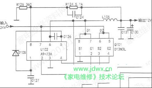 东芝32A100C液晶电视开机指示绿灯变红灯无图像无声的维修