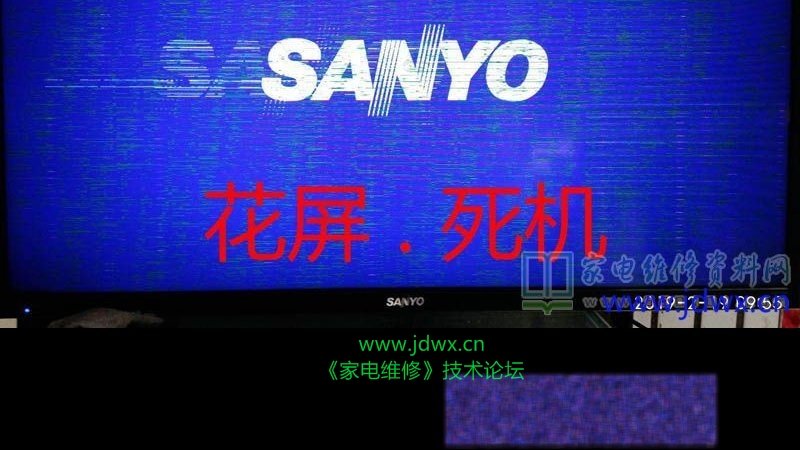 三洋40CE561D液晶电视花屏后待机无法再开机的检修思路