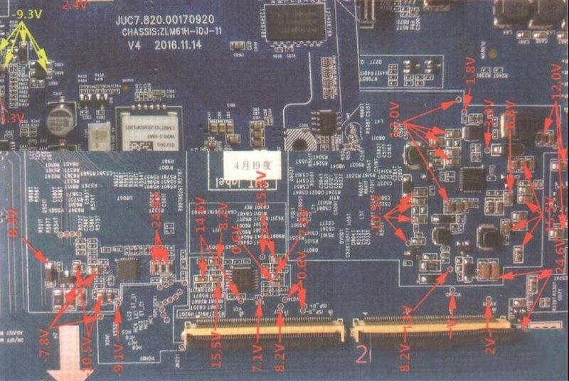长虹JUC6.690.00204588主板逻辑电路关键点实测电压