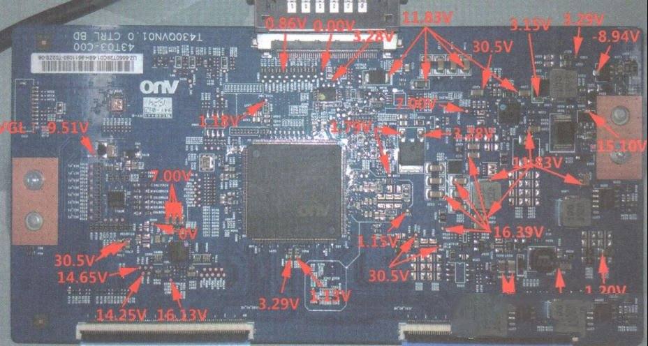 T430QVN01.1逻辑板关键点实测电压