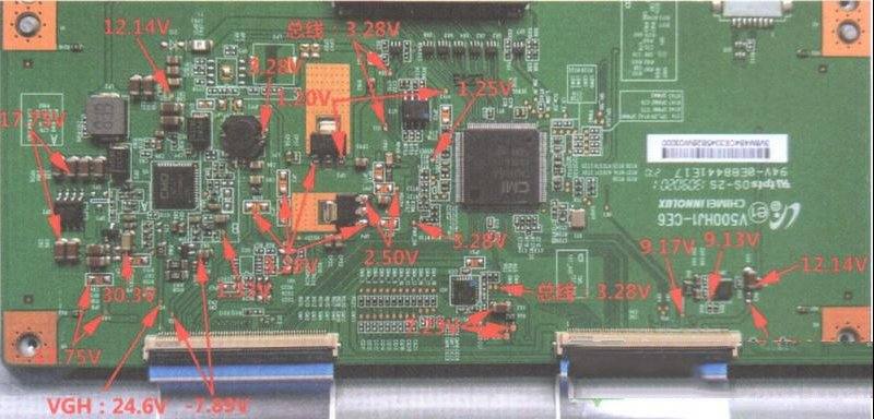 V500HJ1-CE6逻辑板关键点实测电压