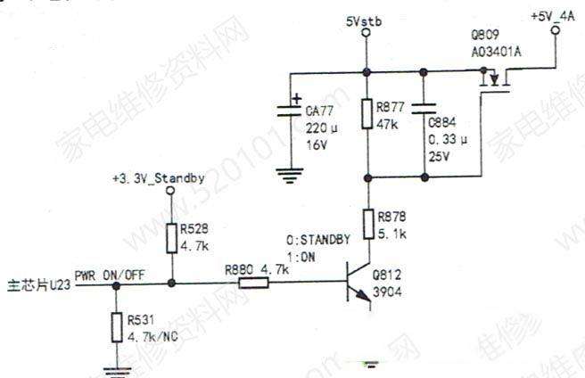 长虹39D2000液晶电视上电后指示灯亮但不开机的维修