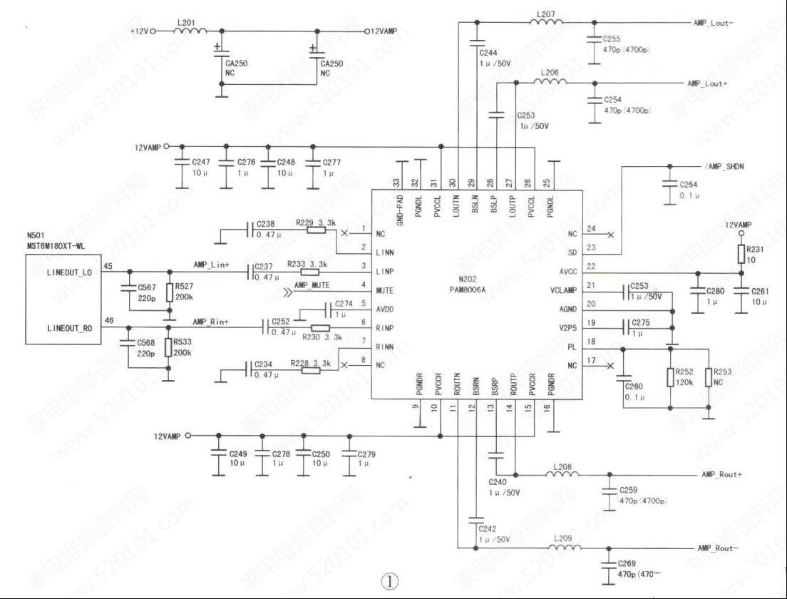 PAM8006A伴音功放集成电路的SD脚电压异常导致无声音的故障检修