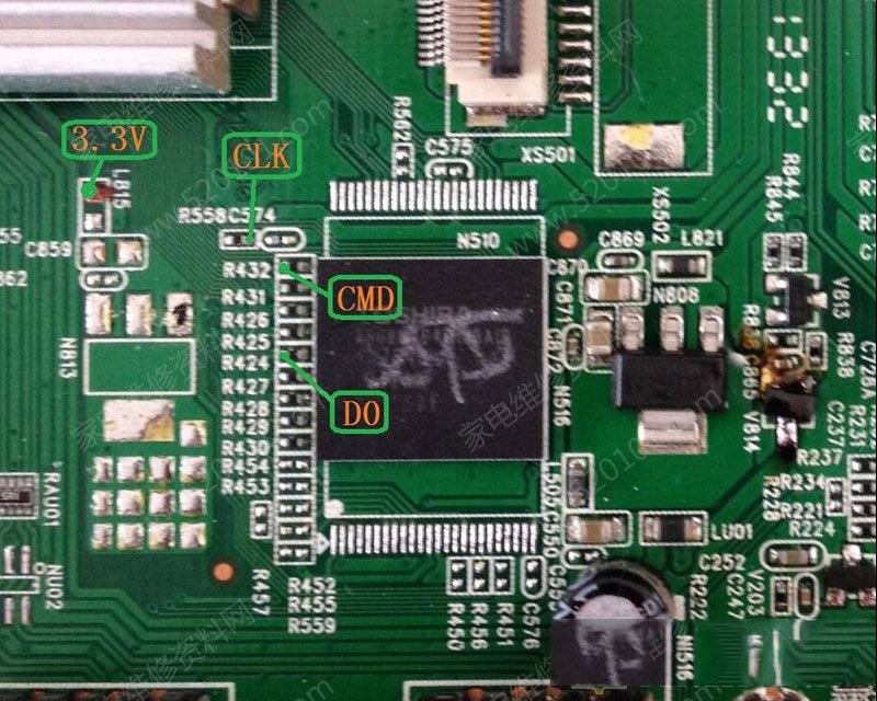 康佳液晶35018270主板EMMC接线点位图