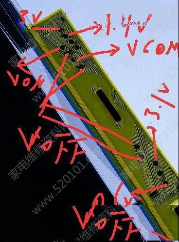 用飞线法修复康佳LED32T12C液晶电视满屏竖线的维修