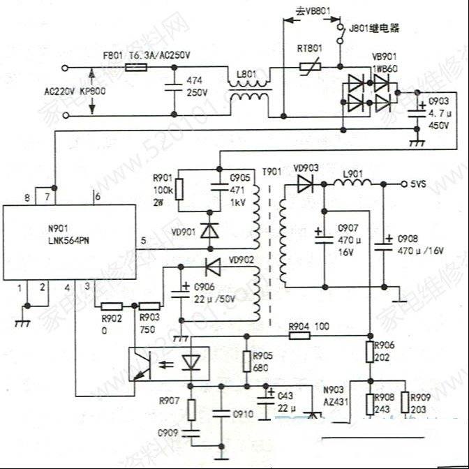 海信TLM40V86PKV液晶电视遭雷击后不开机的检修思路