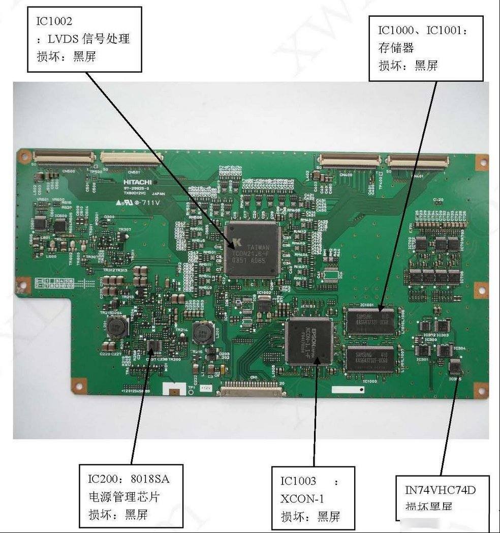 32寸日立屏驱动板维修资料（芯片TCON21.6）