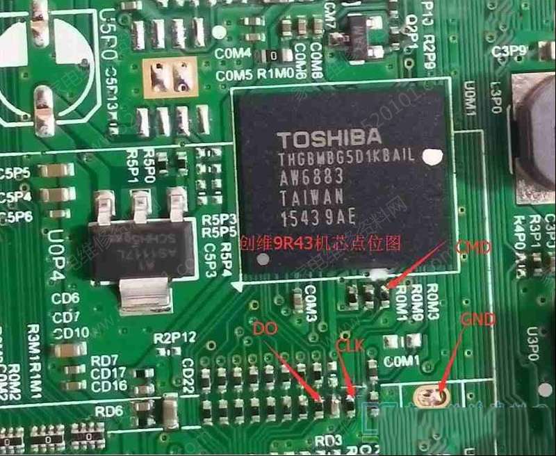 创维32E3500液晶电视（9R43机芯）EMMC点位图