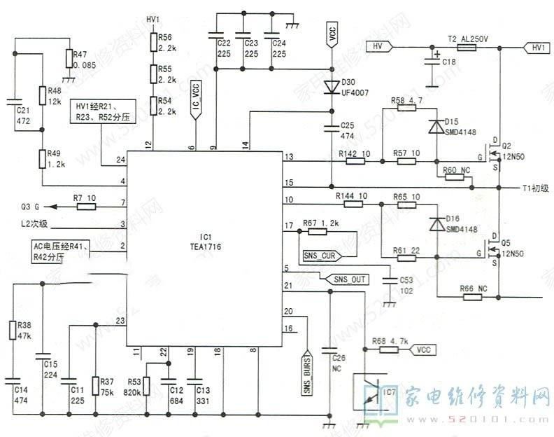 创维49K1Y液晶电视开机没有反应的检修思路