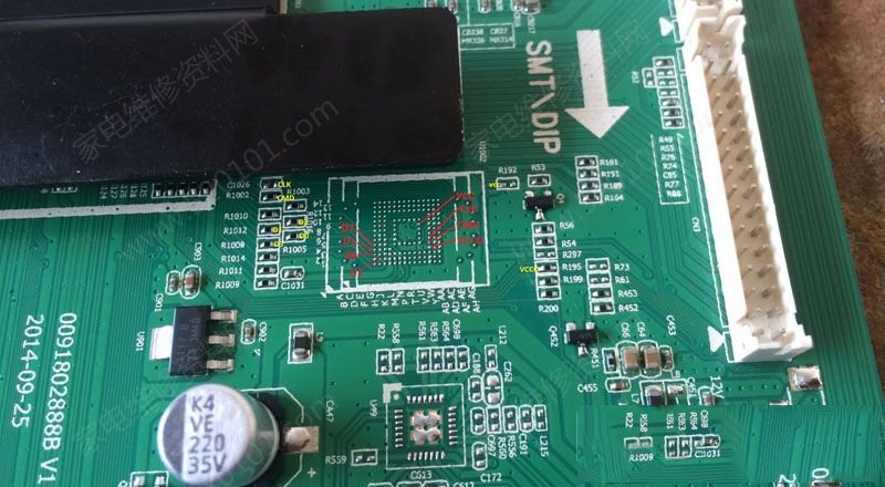 海尔0091802888B V1主板EMMC点位图