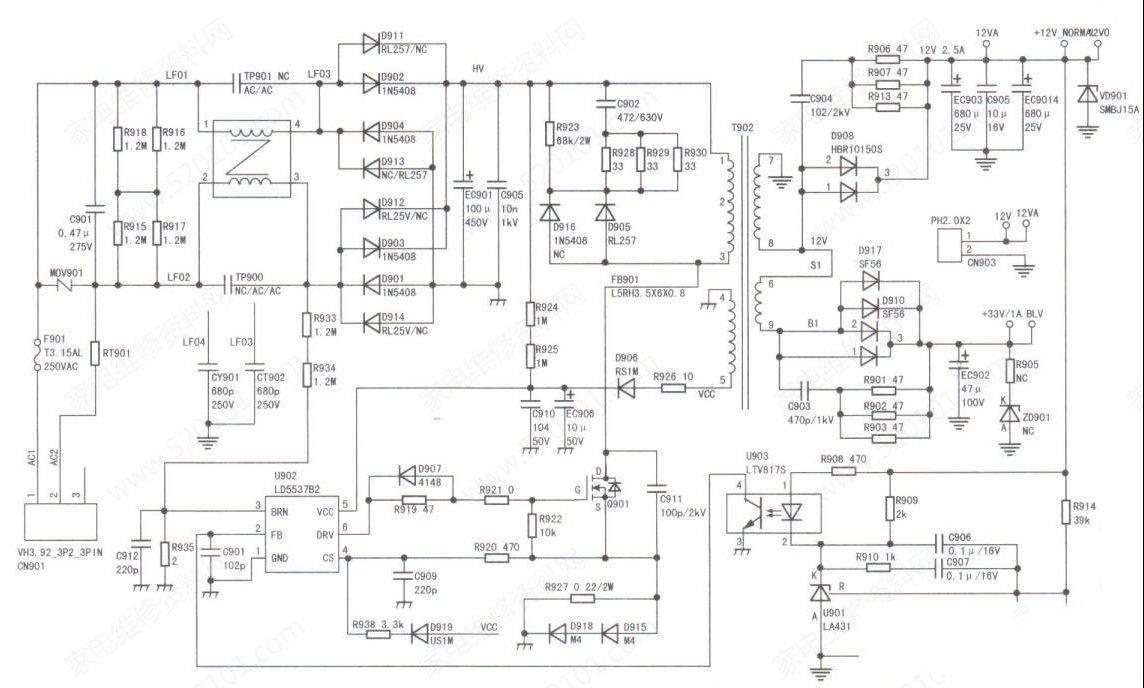 海尔LE39B3300W液晶电视不定时自动关机的通病故障检修