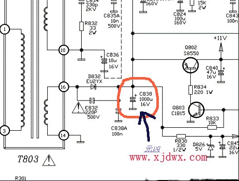 TCL AT-2965U红灯闪，不开机的维修(图)