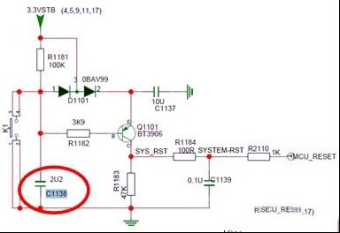 TCL MS48IS/3DI98S机芯灯亮不开机故障检修（图）