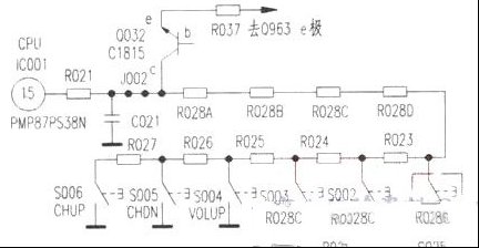 TCL 2909A彩电MENU按键漏电引起的故障