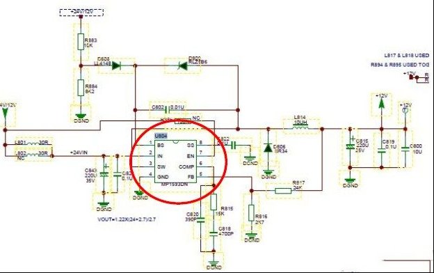 TCL L46F11液晶（MS48机芯）背光亮，无图像（图）