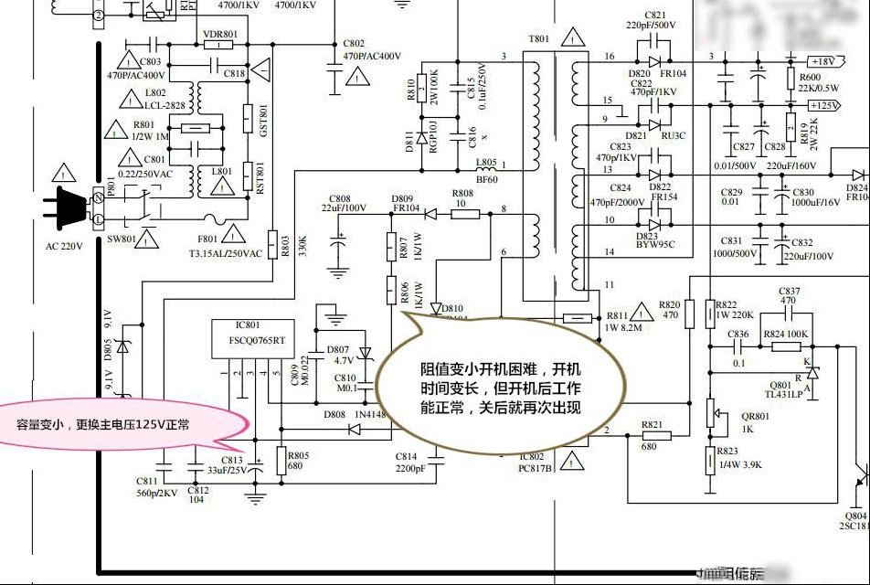 TCL NT25M63彩电开机后一会自动关机