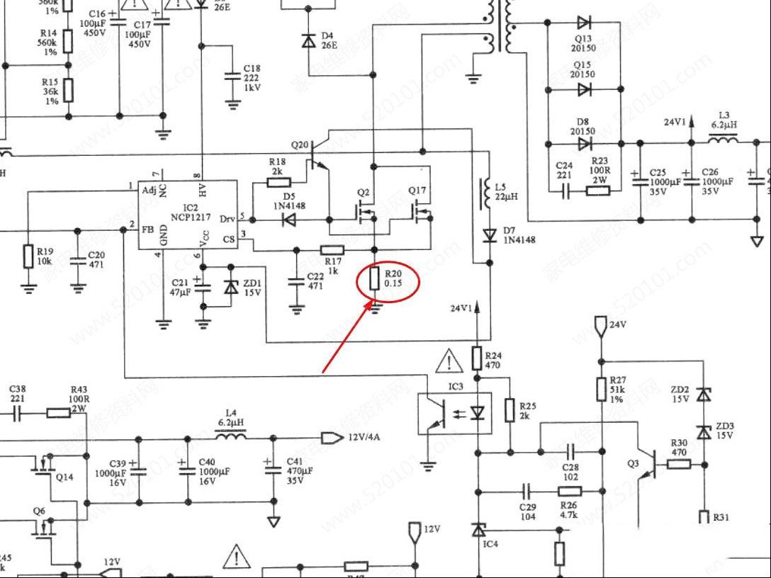 TCL LCD40A71-P液晶电视黑屏的检修思路