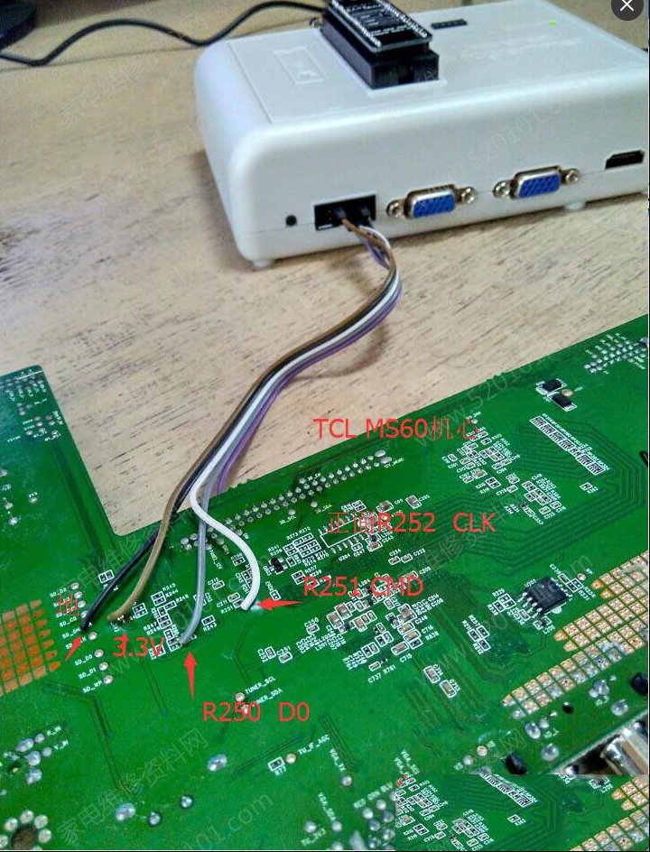 TCL液晶电视采用MS60机芯主板EMMC点位图