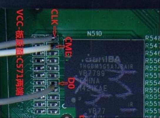TCL  L32A71C液晶电视（V8-AML7602-LF1V031板）EMMC点位图