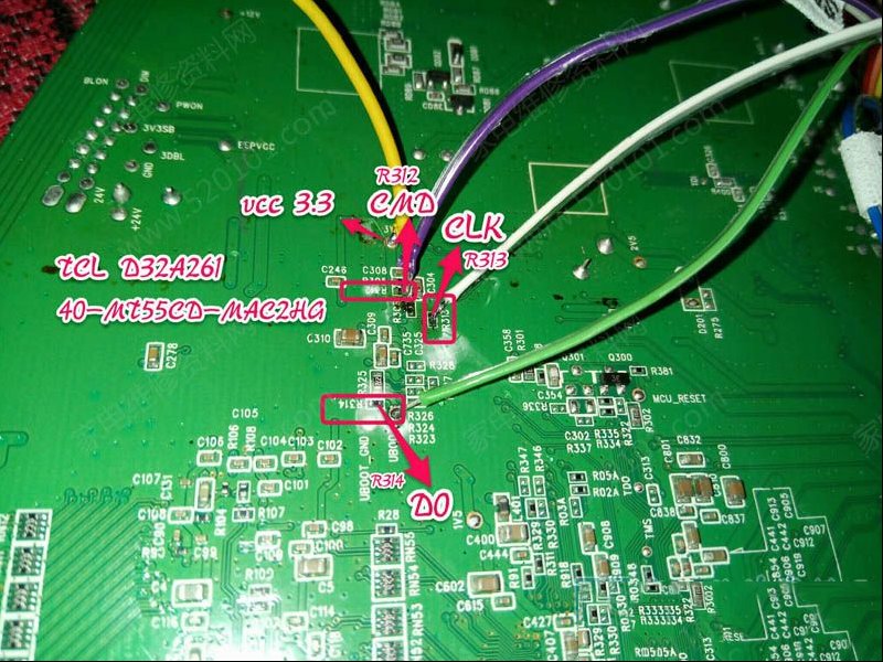 TCL D32A261液晶电视（40-MT55CD-MAC2HG主板）EMMC点位图