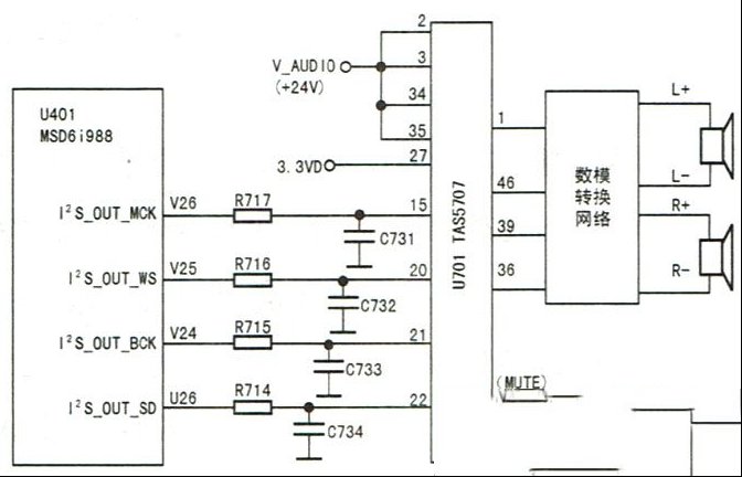 TCL L46E5300A-3D液晶电视无声音的检修思路