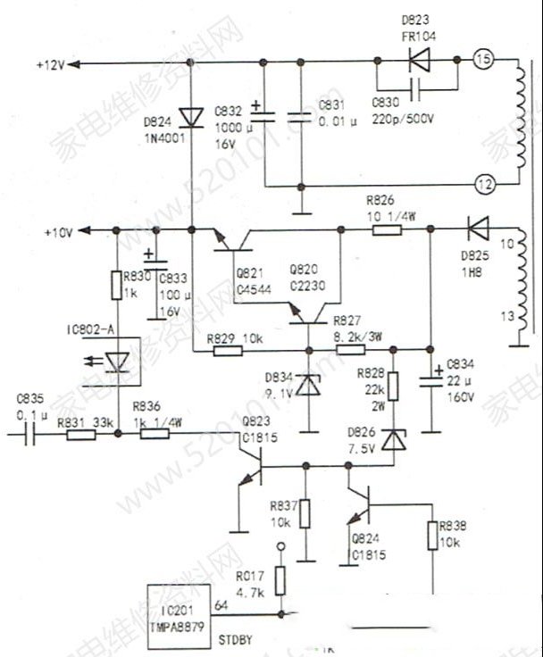 TCL AT25228彩电不开机的检修思路