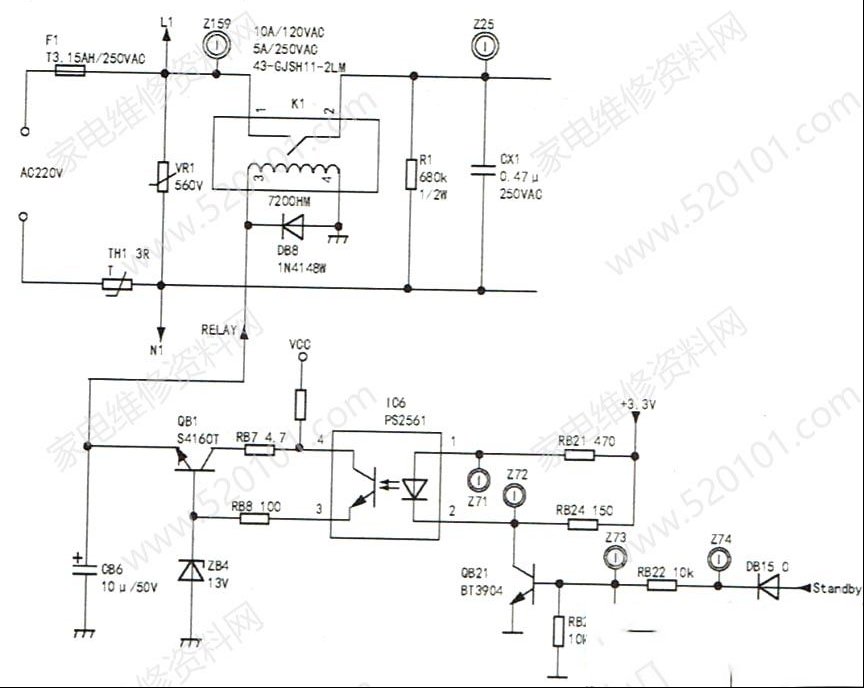 TCL LC37E320B液晶电视不开机的检修思路