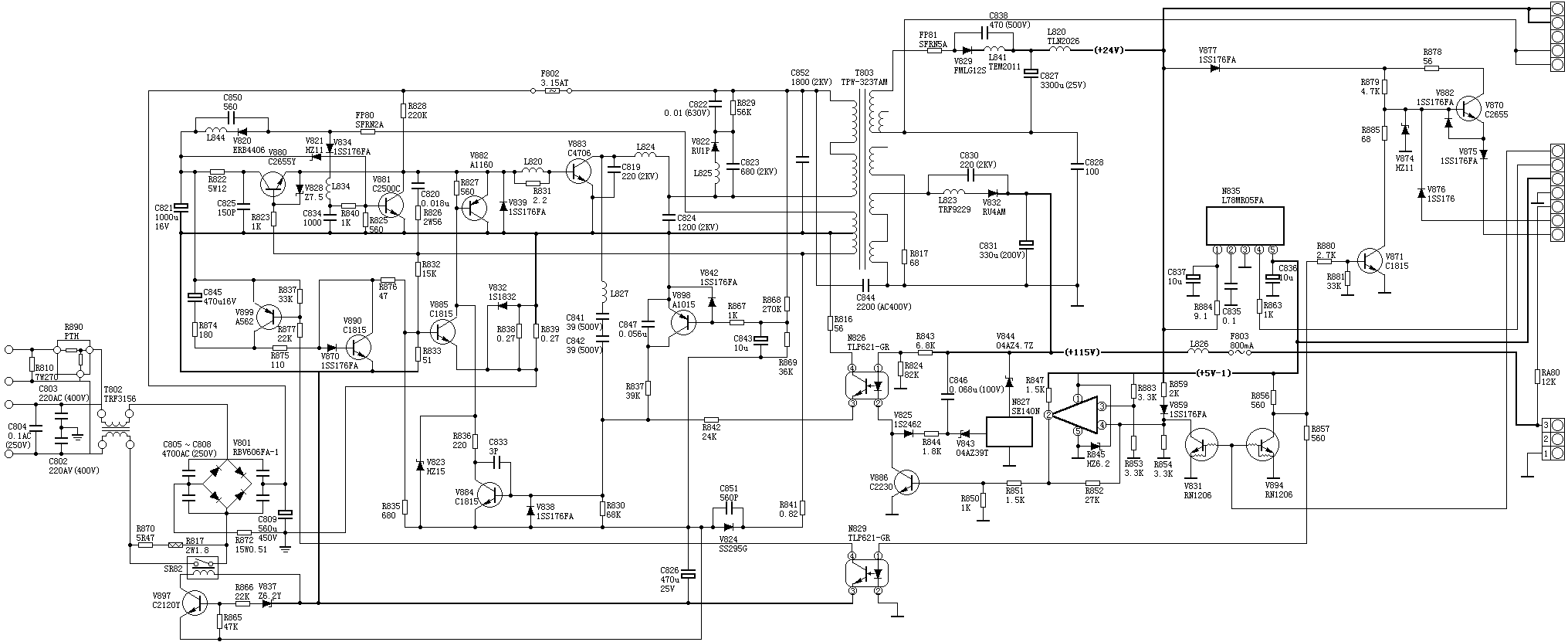 金星C6478电源电路原理介绍