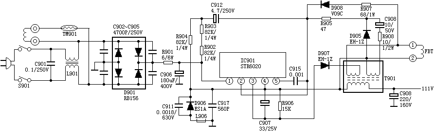 STR6020电源电路原理介绍