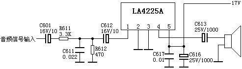 LA4225A伴音功放电路典型应用电路图