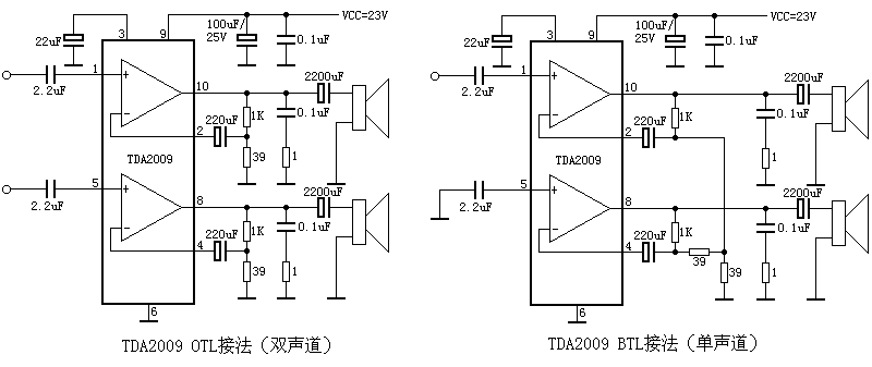 TDA2009伴音功放电路典型应用电路图