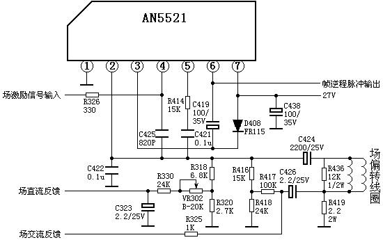 AN5521场扫描功放典型应用电路图