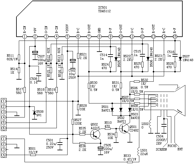 TDA5112组成的彩电视放典型应用电路图