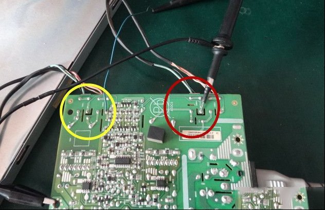 用示波器检测LCD液晶高压变压器的过程
