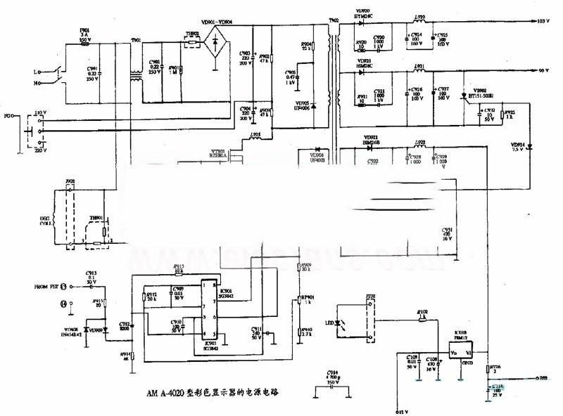 AM A-4040显示器电路图