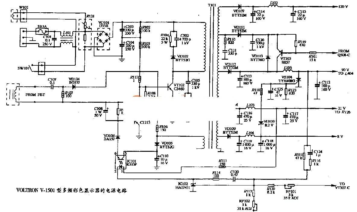彩色显示器高性能稳压电源电路
