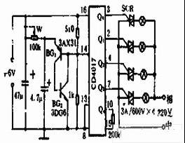 用CMOS数字集成块制作的流水灯电路