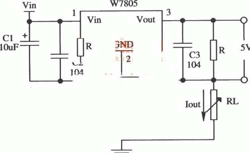 用W7805正集成稳压器组成的恒流源应用电路